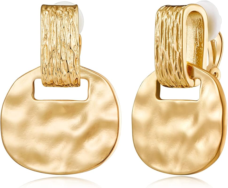 MUYAN Gold Clip-On Drop Dangle Earrings for Women Non-Piercing Fashion
