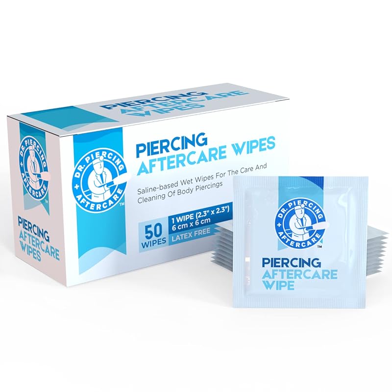 Dr. Piercing Saline Aftercare Wipes for Keloid Bumps Ear Nose Lip Pier