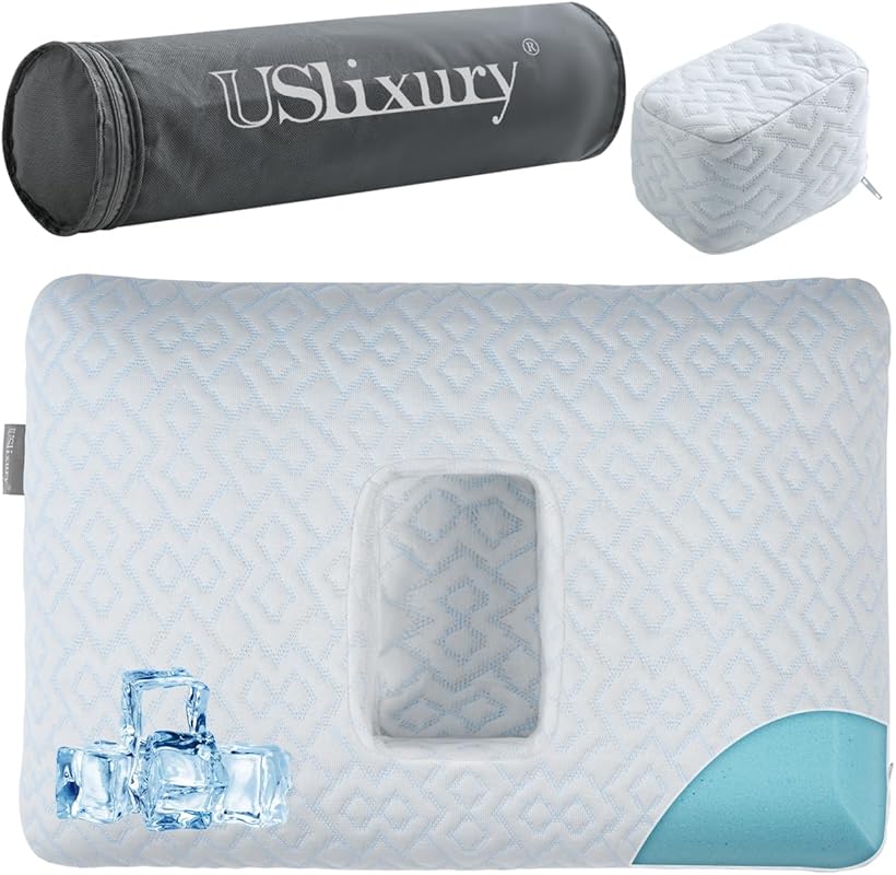 USlixury Cooling Ear Piercing Pillow with Foam Plug Off-Center 4.7x3.2