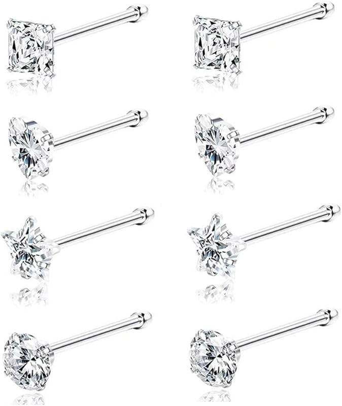 SEEDRILL 8-Pack 20G Hypoallergenic Gold-Plated 316L Surgical Steel L-S