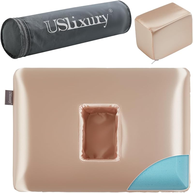 USlixury Ear Piercing Pillow with Foam Plug Off-Center 4.7x3.2'' Hole 