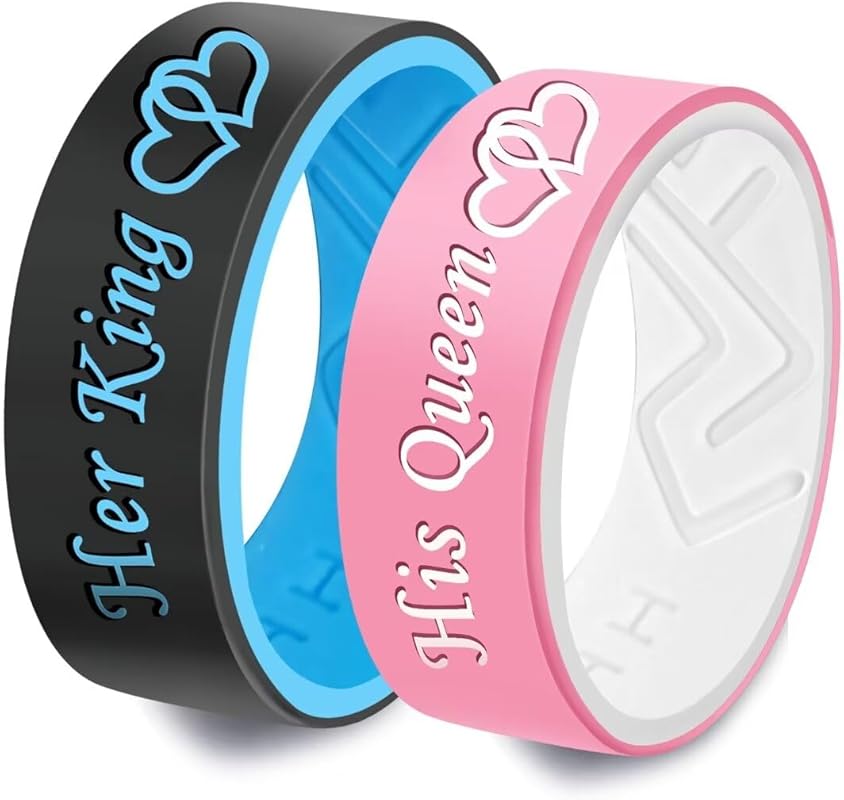 XAHH Queen King Silicone Wedding Ring Couples Durable Flexible Gym-Saf