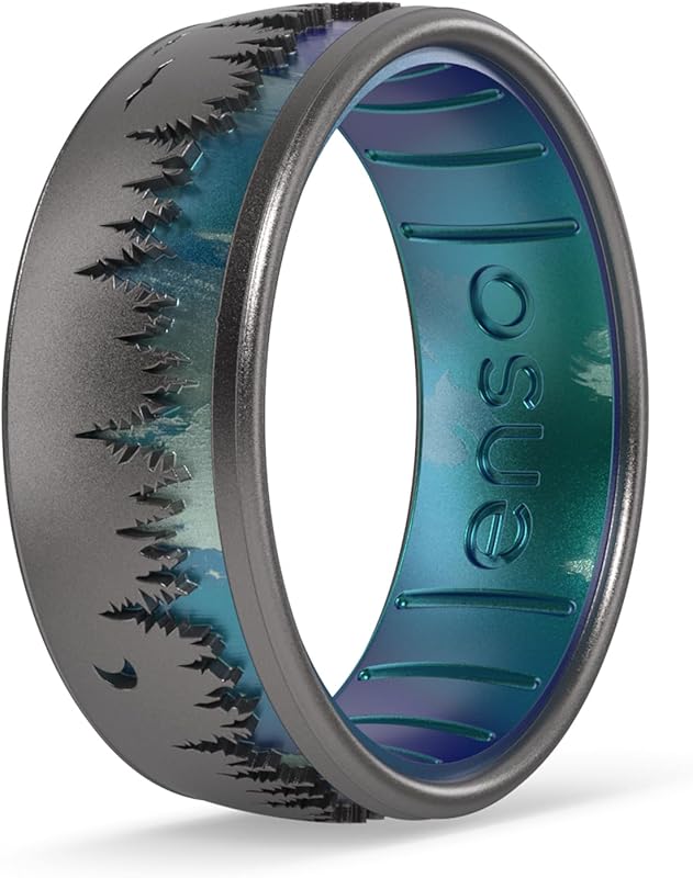Enso Rings Etched Classic Silicone Rings Nature Collection Comfortable