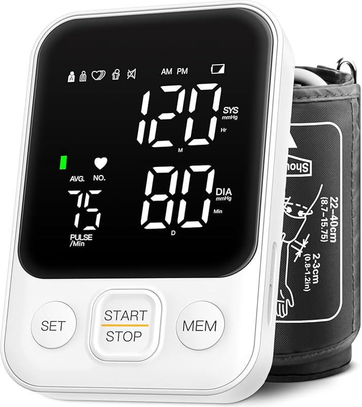Accurate Upper Arm Blood Pressure Monitor Adjustable Cuff LED Backlit 