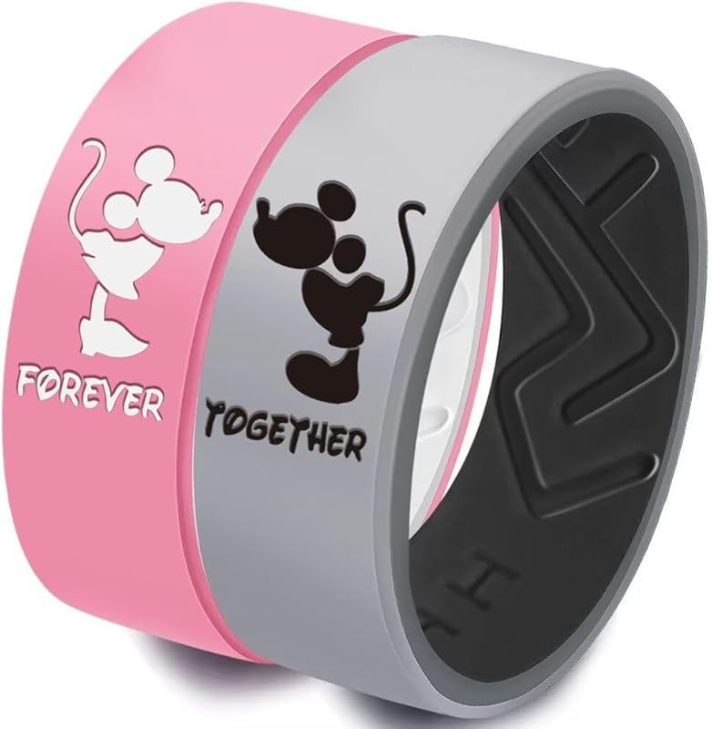 XAHH Mickey Minnie Kissing Silicone Couple Rings Forever Together Prom
