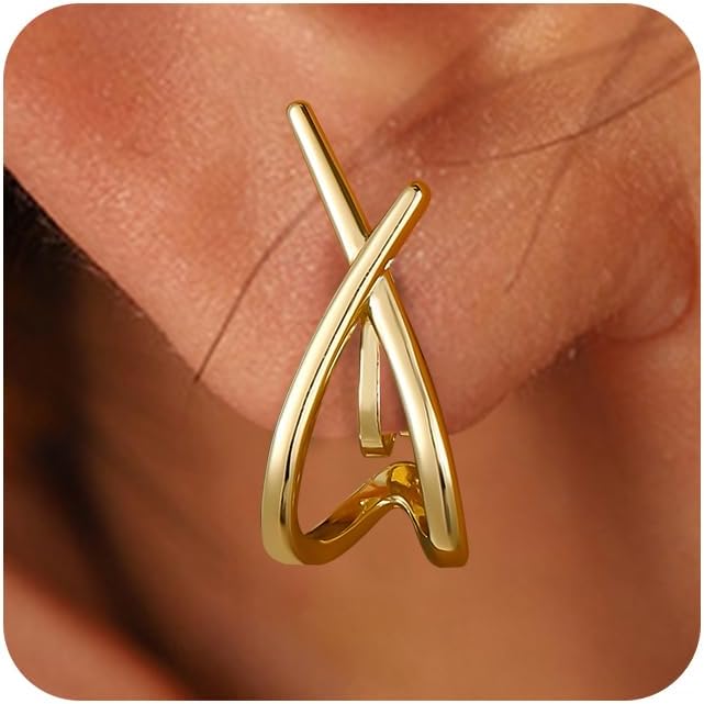 Awinesn 14K Gold Plated Clip-On Earrings for Women Hypoallergenic Dain