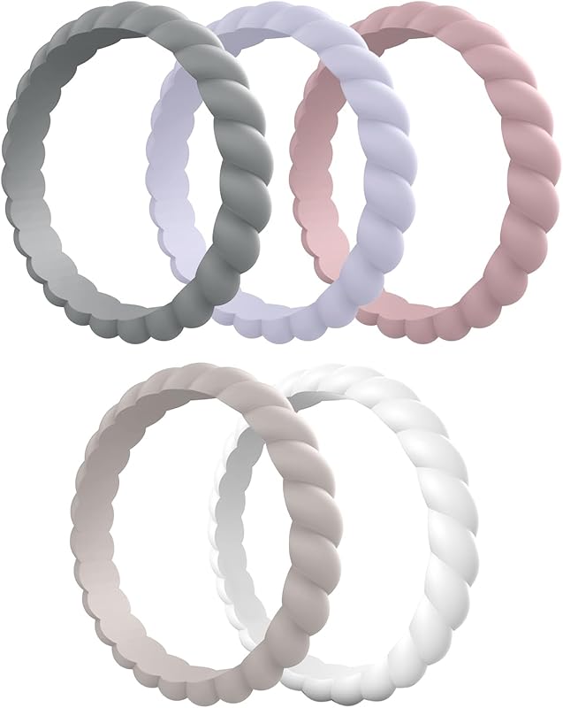 Egnaro Women's Thin Stackable Silicone Rubber Bridal Wedding Bands Rin