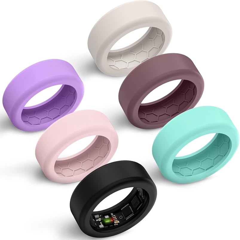 6-Pack Anti-Scratch Silicone Smart Ring Covers for 7-8mm, Gym Workout 