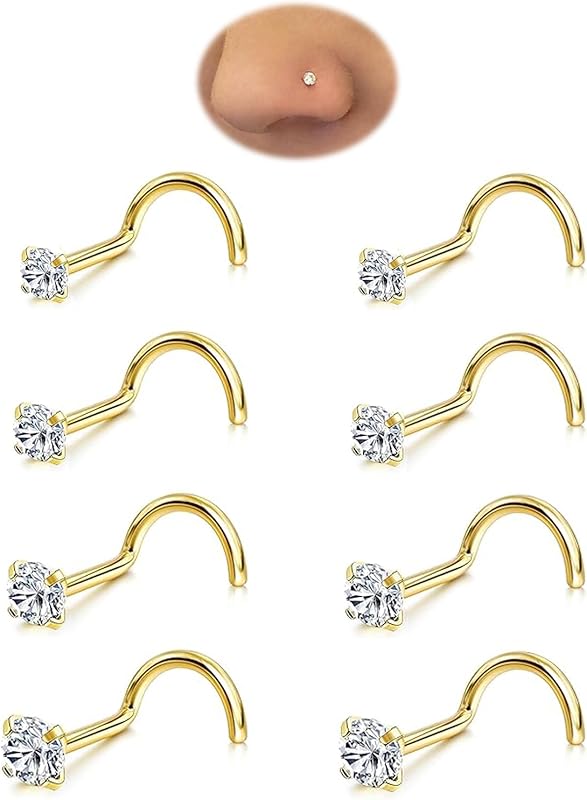 8-Piece Hypoallergenic G23 Titanium 316L Steel Nickel-Free L-Shaped Co