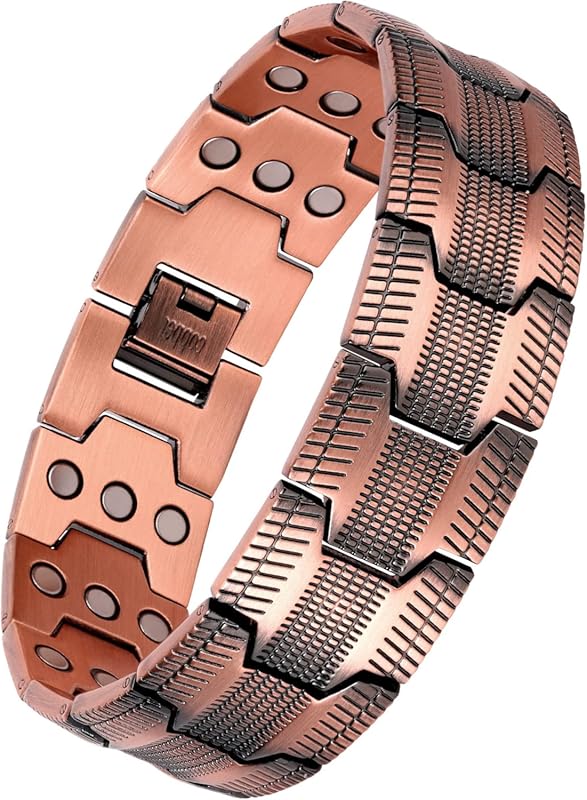 Feraco 3X Strength Copper Magnetic Therapy Bracelet for Men with 3800 
