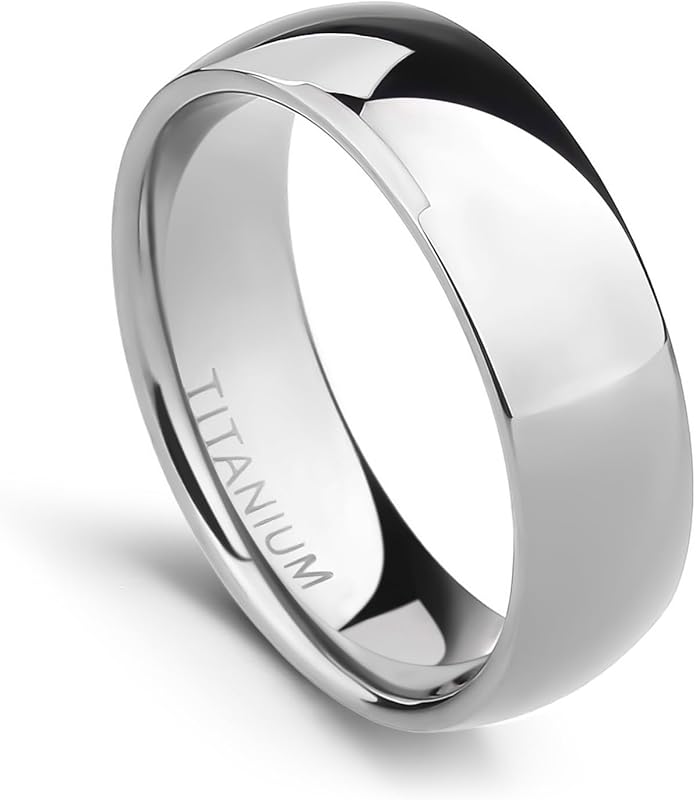 TIGRADE High Polished Titanium Wedding Ring, 2-10mm Width, Comfort Fit