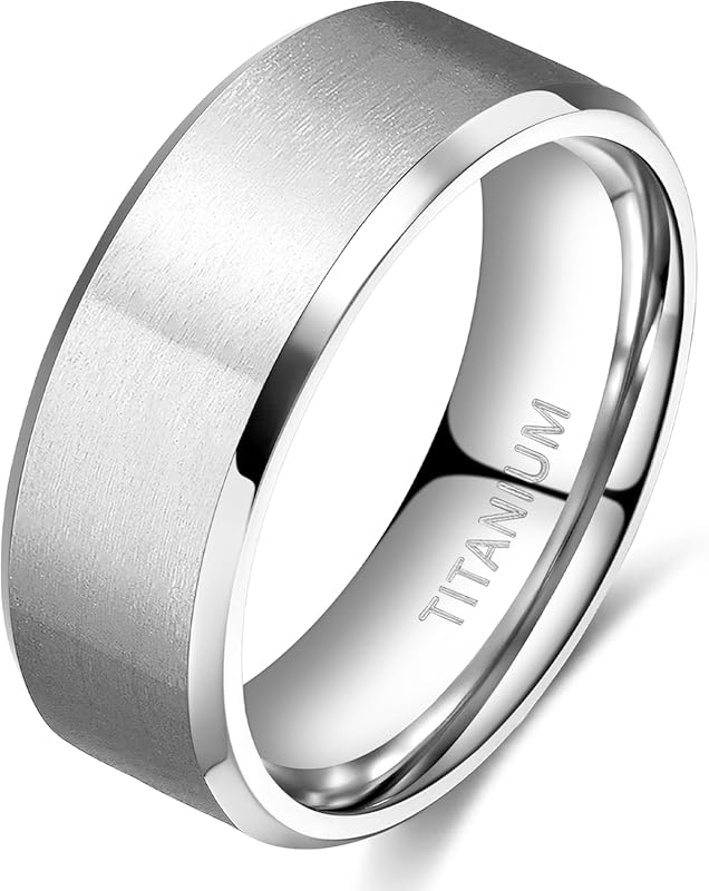 TIGRADE Matte Finish Titanium Wedding Bands, 4-10mm Comfort Fit for Me