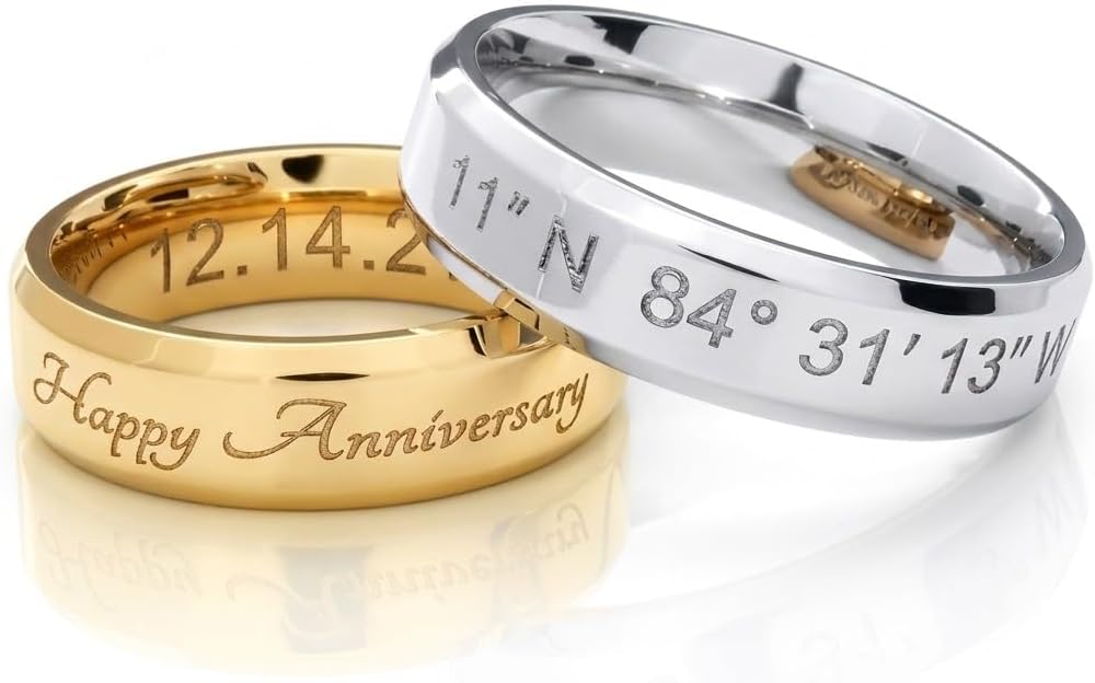 Petite Boutique Custom Beveled Edge Flat Band Ring – Personalized Engr