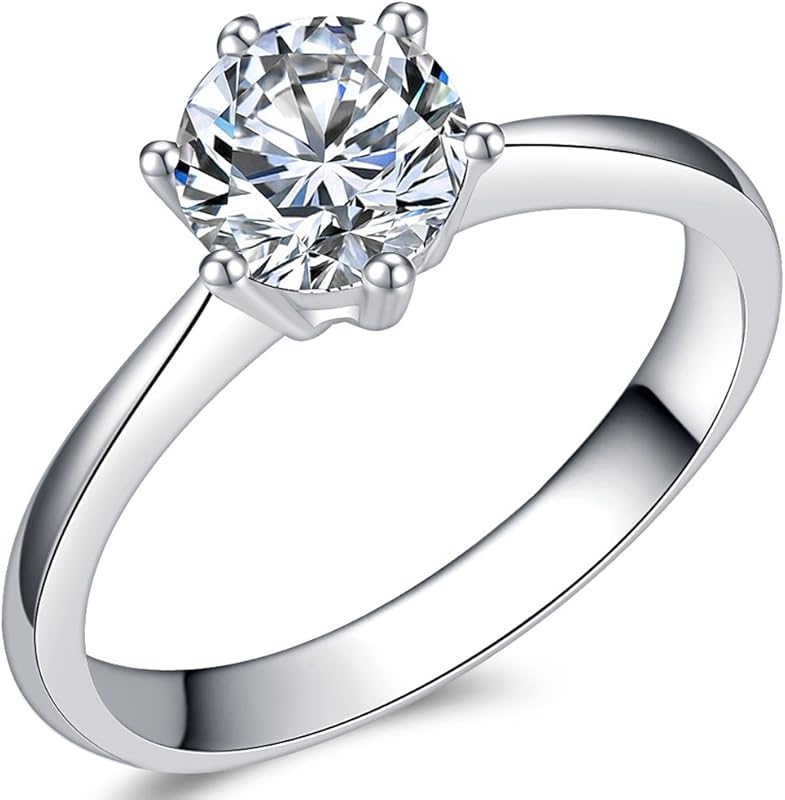 Elegant 1.0 Carat Stainless Steel Solitaire Ring for Women, Size 3-13