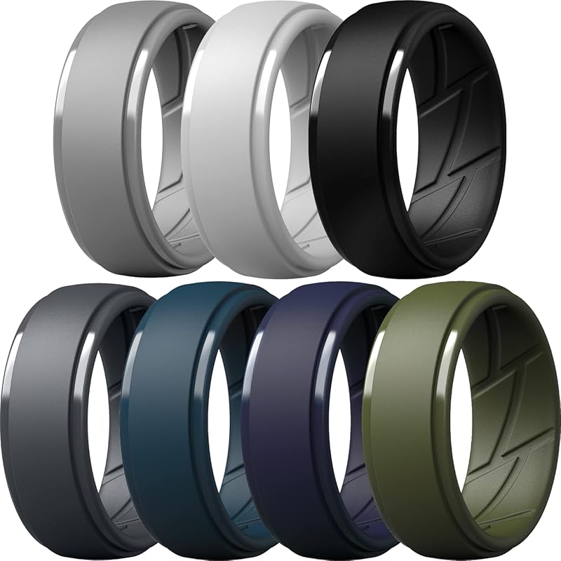 ThunderFit Men's Breathable Silicone Rings 10mm Wide 2.5mm Thick Rubbe