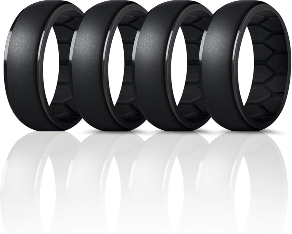 FORTHEE Men's Silicone Wedding Ring - Breathable Airflow Inner Curve R