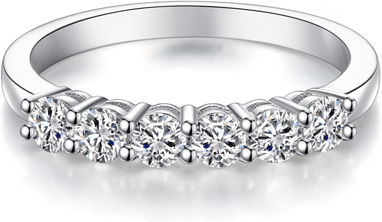 IMOLOVE Moissanite Eternity Band in Sterling Silver White Gold Plated 