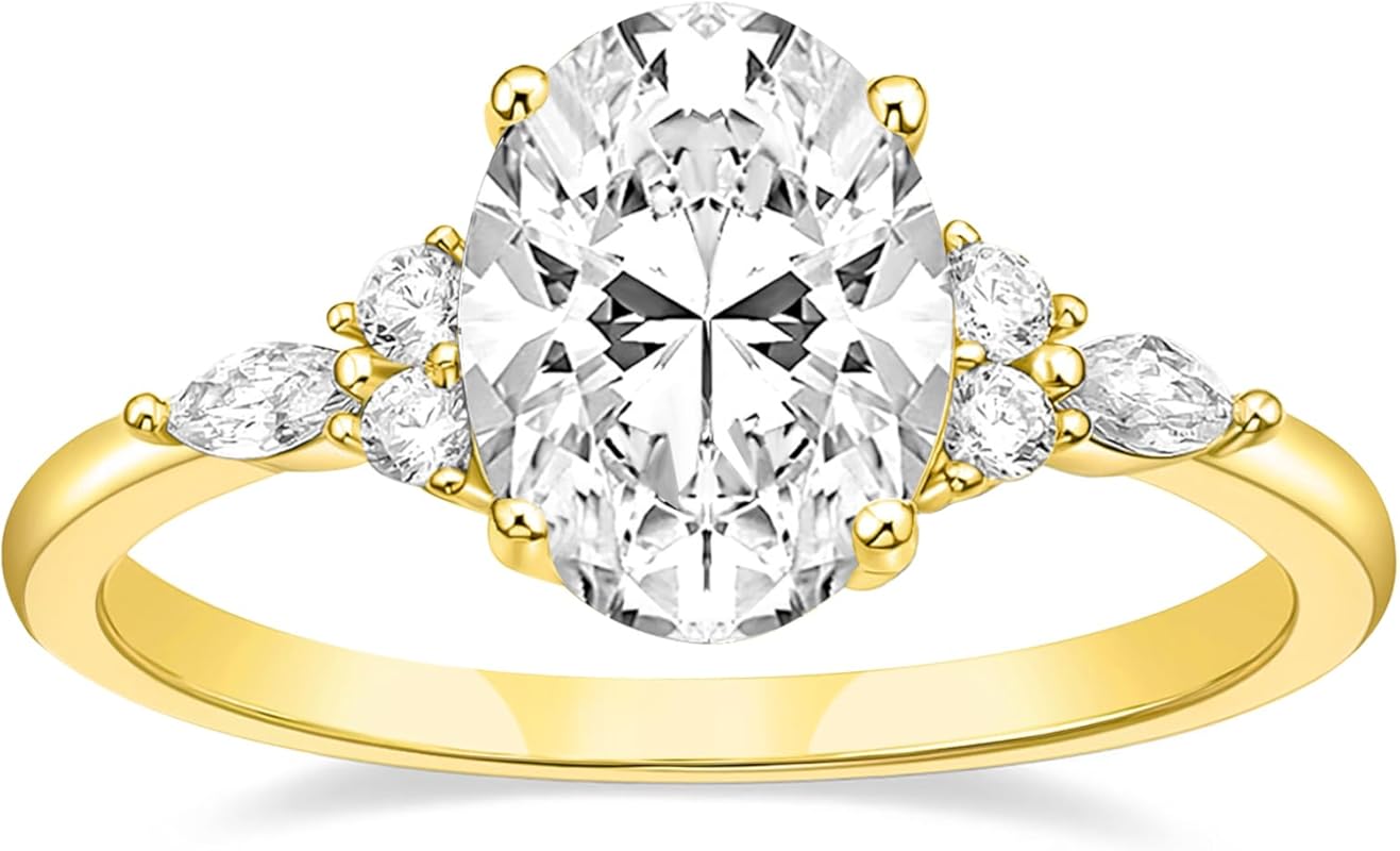 TIGRADE 3CT Oval Marquise Round CZ Eternity Wedding Band