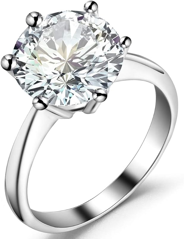 Jude Jewelers Stainless Steel Cubic Zircon Solitaire Engagement Ring (