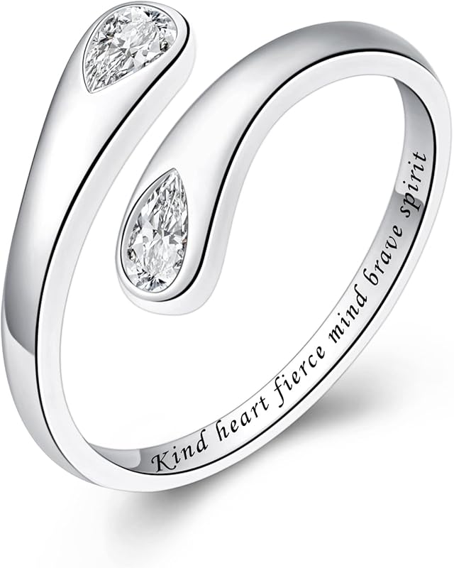 Adjustable 925 Sterling Silver Inspirational Wrap Ring for Women