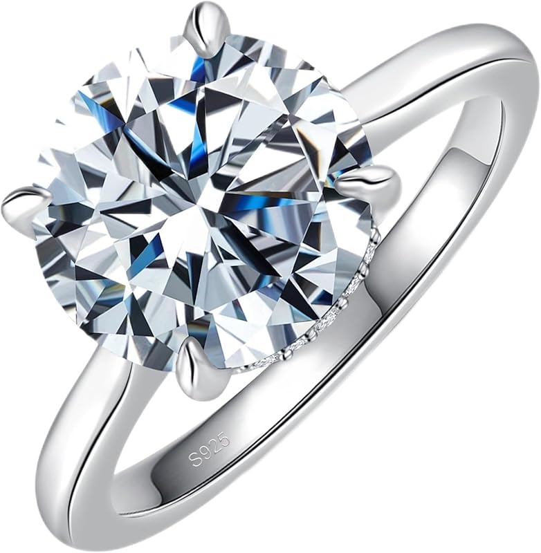 925 Sterling Silver CZ Round Solitaire Engagement Ring with 18K Gold P