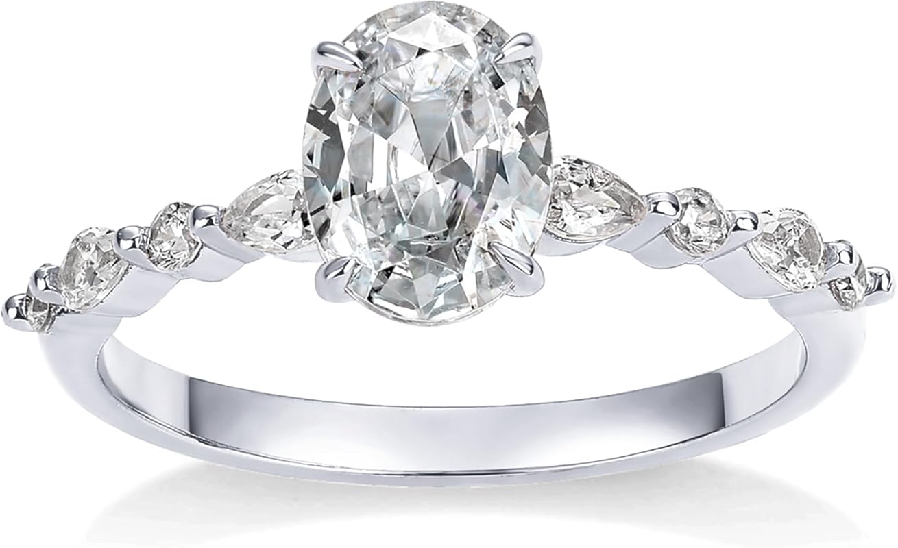 Elegant PAVOI 14K Gold Plated Engagement Ring with Oval Cubic Zirconia