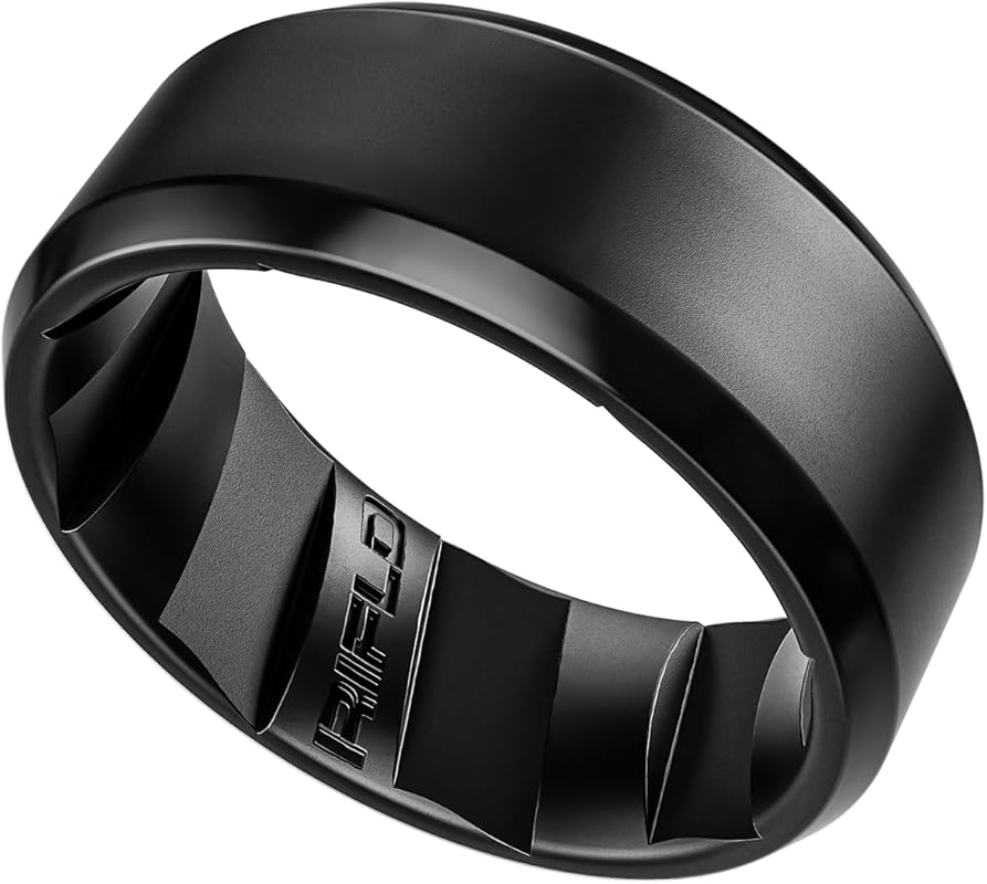 Men's Tactical Silicone Ring, 9mm Wide, Breathable Performance Band fo