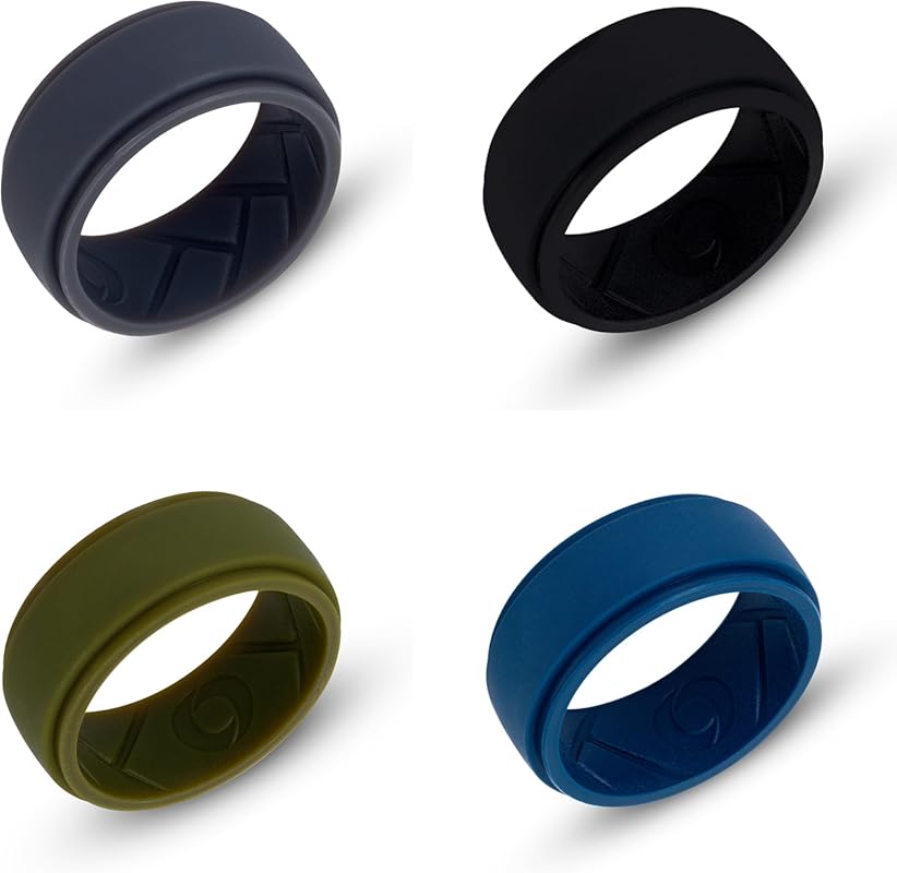 DYNOFIT Breathable Silicone Wedding Rings 4-Pack Durable Comfort Fit f