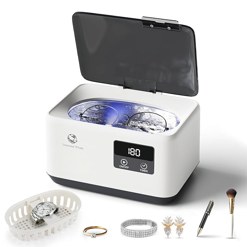 45KHz Ultrasonic Jewelry Cleaner with 5 Modes & Cleaning Basket for Je