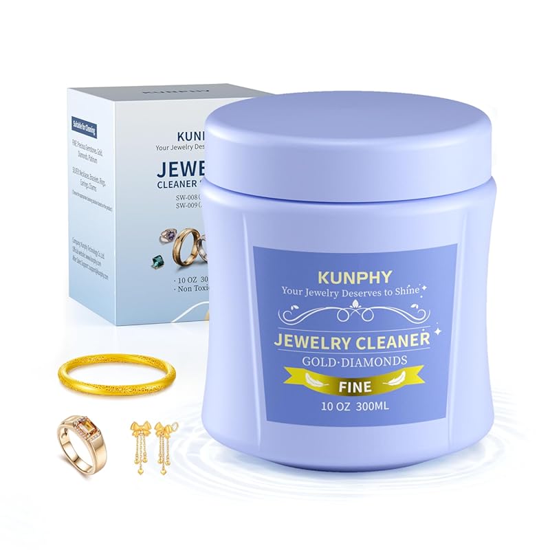 KUNPHY Fine Jewelry Cleaner – Quick Shine Restorer for Gold, Diamonds 