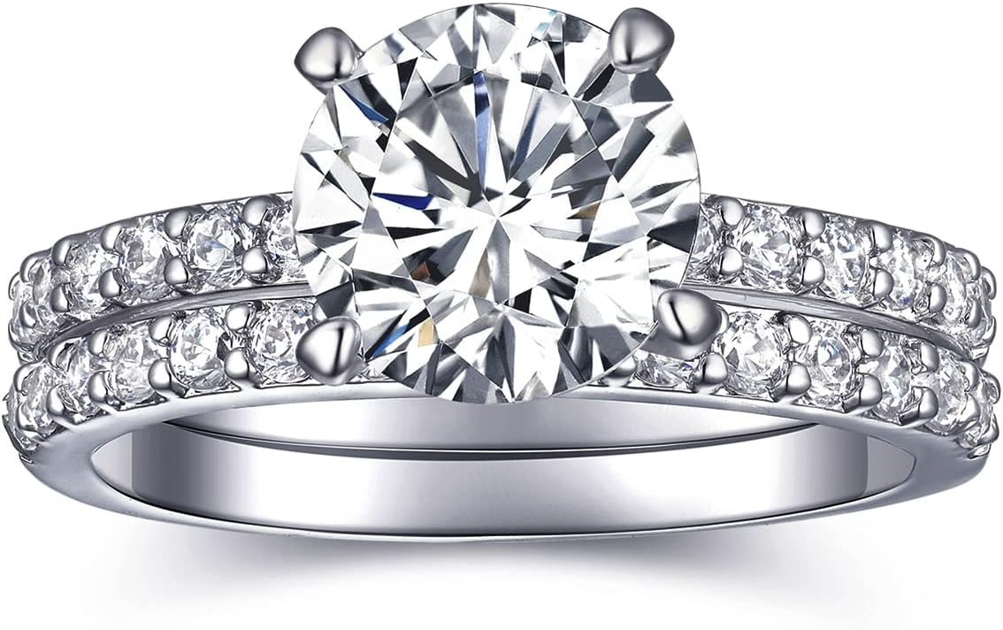 2 CT Fake Engagement Ring with Cubic Zirconia, 18K White Gold Plated P