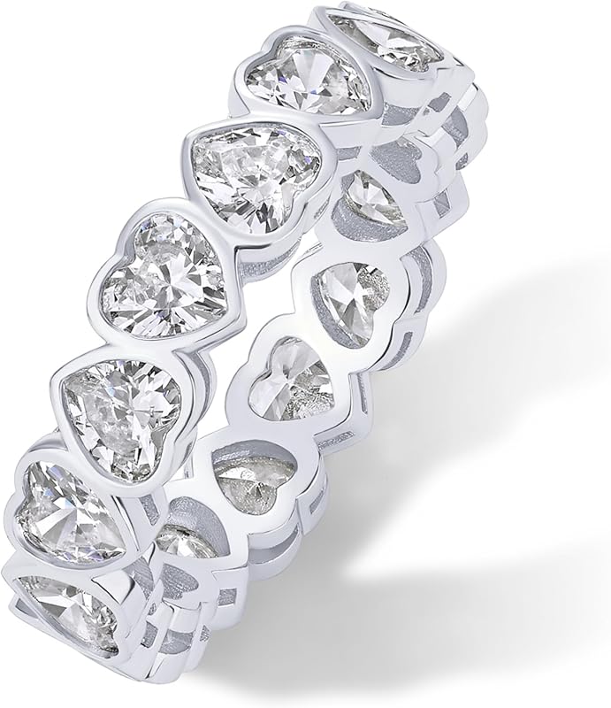 PAVOI 14K Gold Plated Heart Ring with Cubic Zirconia – Stackable Weddi