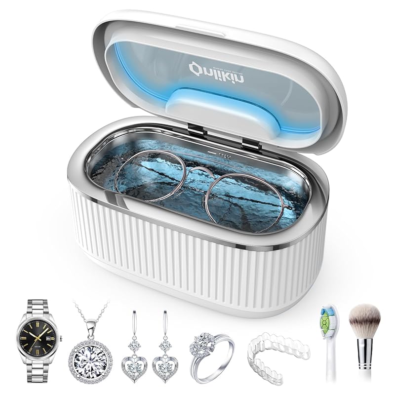 45KHz Quiet Ultrasonic Jewelry Cleaner with 5 Timers, 3 Power Modes & 