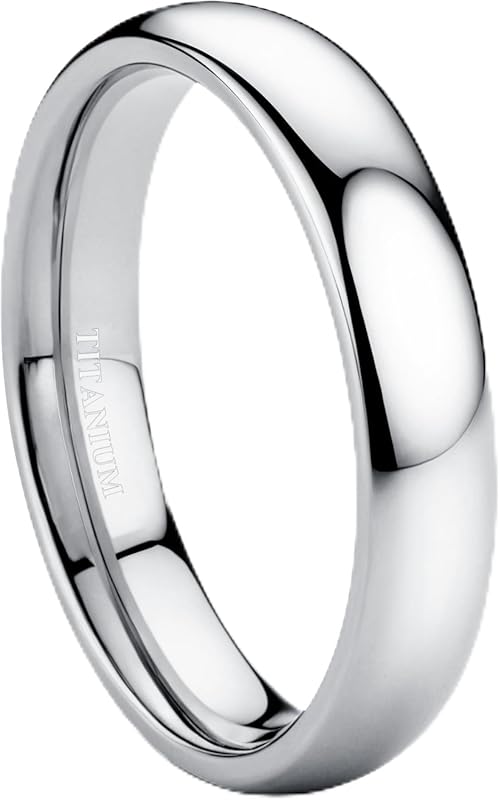 Jstyle Stackable Titanium Wedding Rings, 2-6mm Domed High Polish Silve