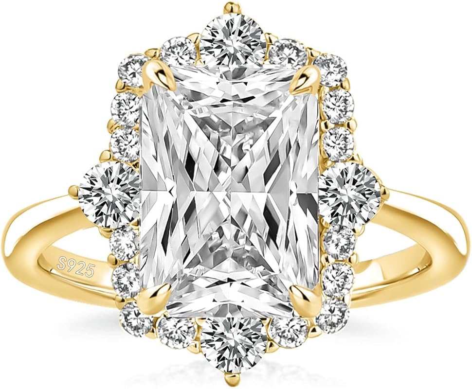 3.0ct Halo Radiant Cut Solitaire Sterling Silver Engagement Ring for W