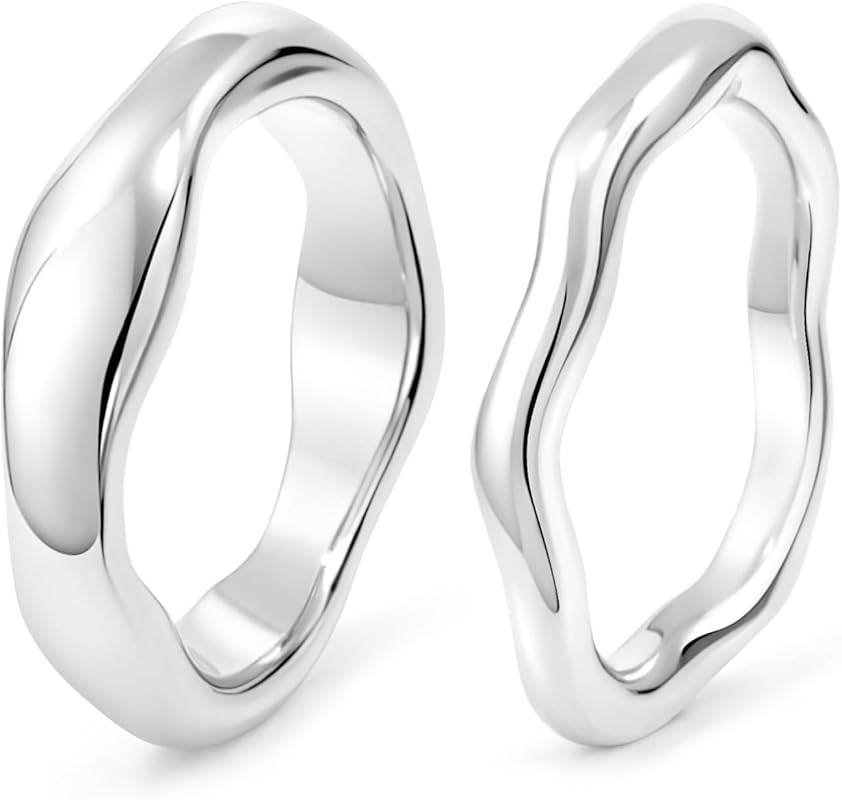 Waterproof 14K Gold Plated Chunky Stackable Rings for Men & Women, Non