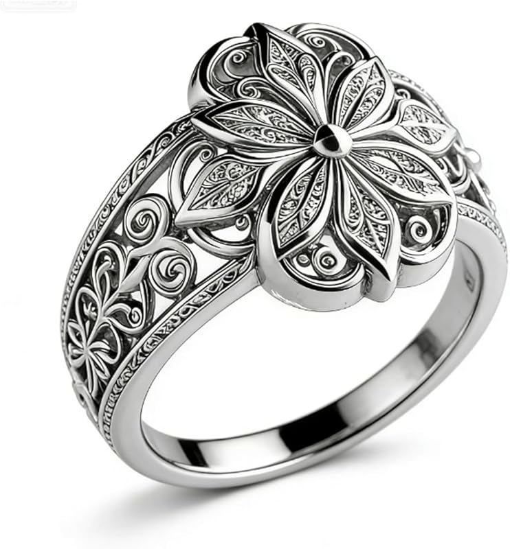 Chunky Gold Flower Ring with Hollow-Out Plumeria Design for Women – St