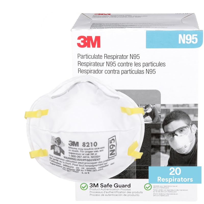 3M 8210 Particulate Respirator N95, Pack of 20 Disposable, NIOSH Appro