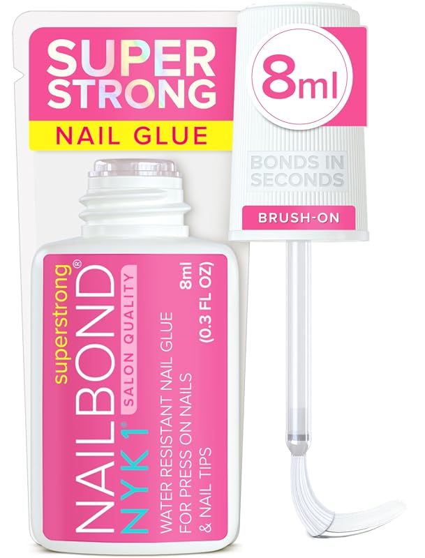 NYK1 NailBond Brush On Glue for Press On Nails, Long Lasting, Maximum