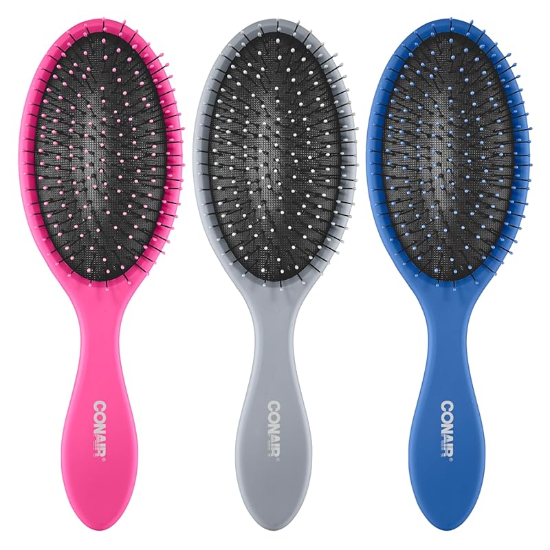 Conair Detangling Hair Brush Set – 3 versatile brushes for wet or dry 