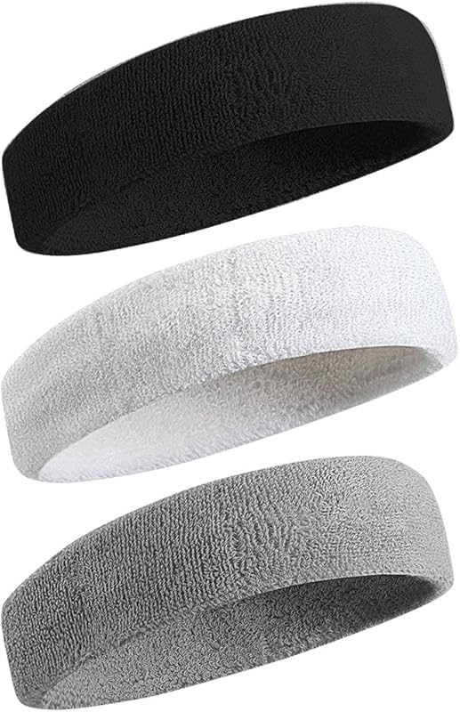 BEACE Cotton Terry Cloth Sports Headband for Men & Women, Moisture Wic