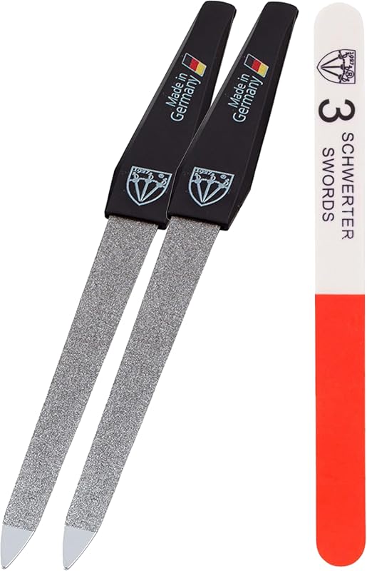 3 Swords Germany Sapphire Metal Nail File Set with 3-Way Buffer, Profe