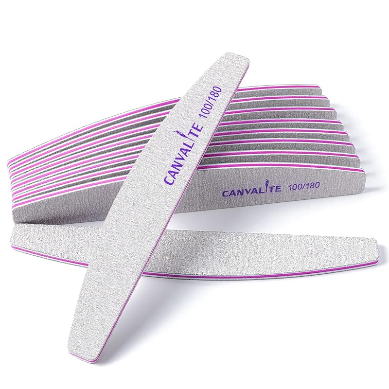 Canvalite 10 PCS 100/180 Grit Double Sided Emery Boards Reusable Nail