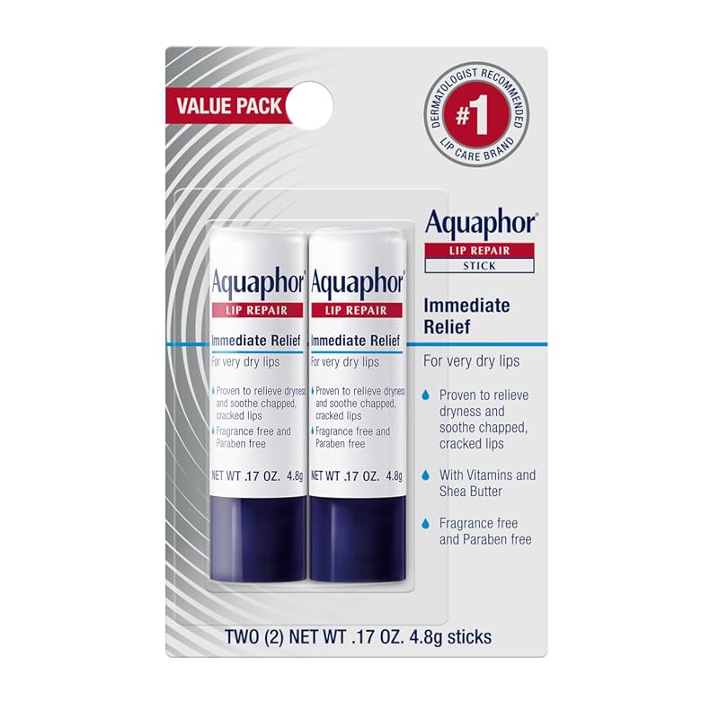 Aquaphor Lip Repair Stick, Moisturizing Lip Balm for Relieving Dryness, Pack of 2