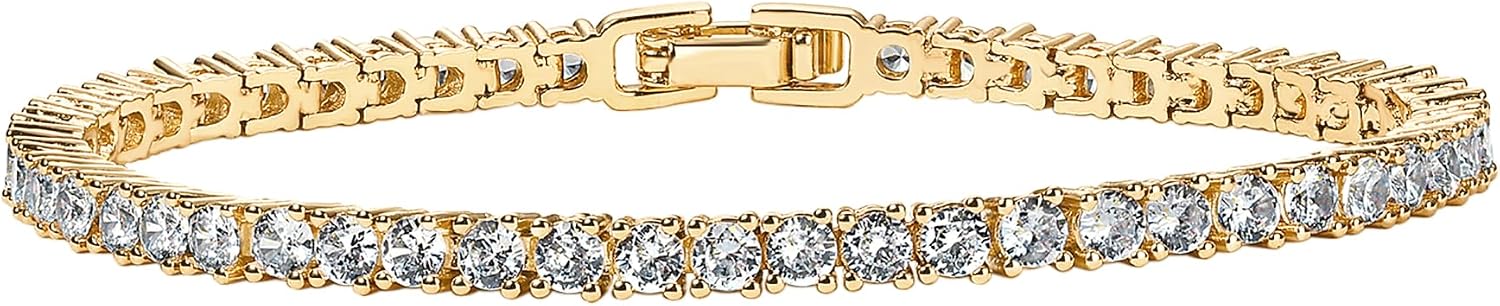 PAVOI 14K Gold Plated 3mm Cubic Zirconia Classic Tennis Bracelet for W