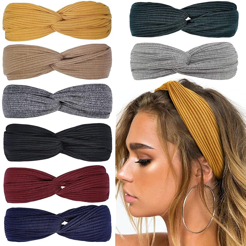Huachi Twist Knotted Headbands for Women, Boho Stretchy Non Slip for Y