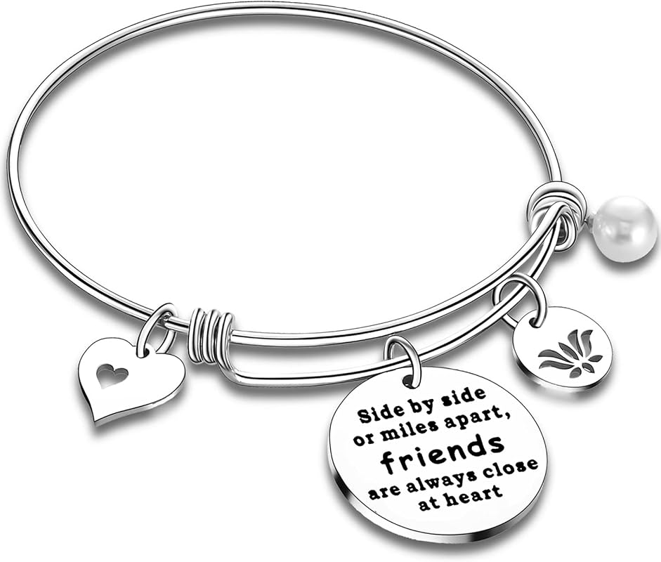 Nimteve Best Friend Bangle Bracelet - Friendship Charm Gift for Women