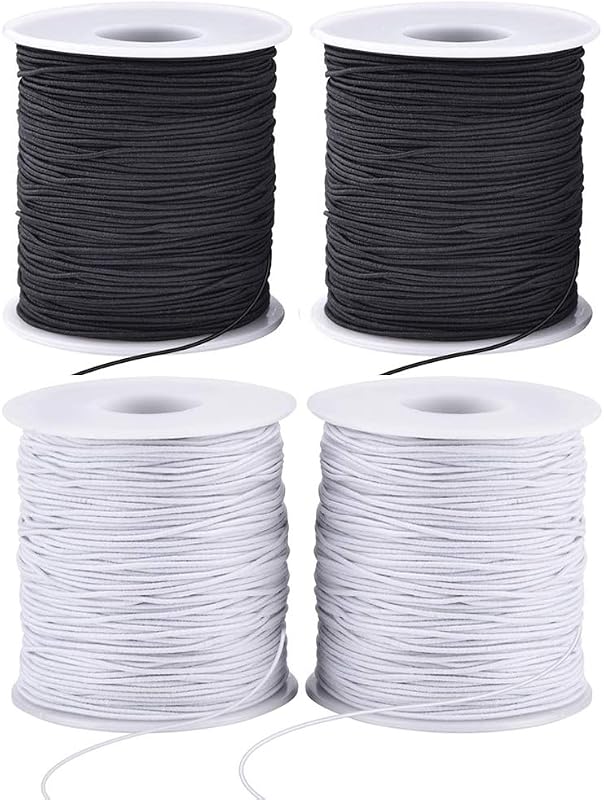 LUSTEMBER 4-Pack 1mm Stretchy Bracelet String, Sturdy Black and White 