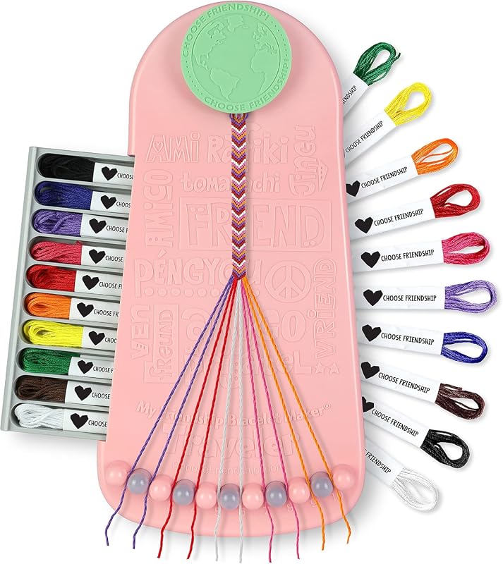 Friendship Bracelet Making Kit with 20 Pre-Cut Threads Portable Loom S