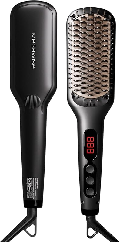 MEGAWISE Pro Ceramic Ionic Hair Straightener Brush: MCH 20s Fast Heati